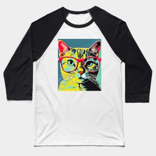 Cat With Glasses Baseball T-Shirt